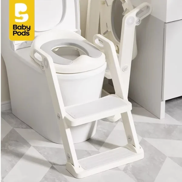 Kệ bậc thang kết hợp bệ ngồi toilet 2in1 cho bé Bapypods, đệm PU mềm mại, tùy chỉnh độ cao 5 mức