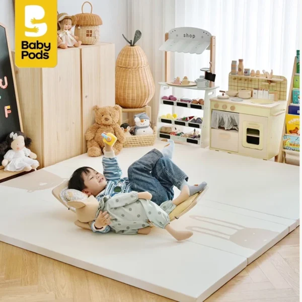 [LÕI EPE CAO CẤP] Thảm tập bò, thảm cho bé 5 mảnh xếp gọn, vỏ bọc PU cao cấp độ dày 4cm Babypods