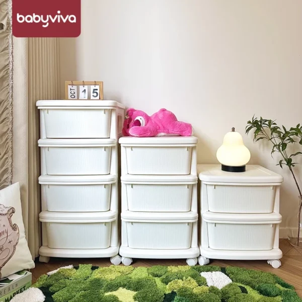 Tủ đa năng, tủ đựng quần áo, đồ dùng, đồ chơi cho bé Babyviva, có bánh xe di chuyển linh hoạt